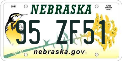 NE license plate 95ZF51