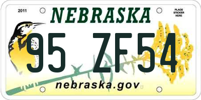 NE license plate 95ZF54