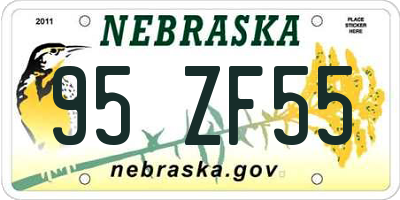 NE license plate 95ZF55