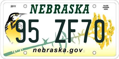 NE license plate 95ZF70