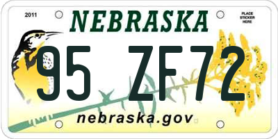 NE license plate 95ZF72