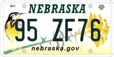 NE license plate 95ZF76