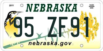 NE license plate 95ZF91