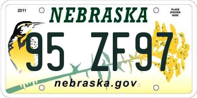 NE license plate 95ZF97
