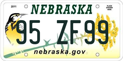 NE license plate 95ZF99