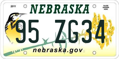 NE license plate 95ZG34