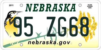 NE license plate 95ZG68