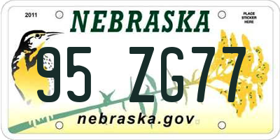 NE license plate 95ZG77