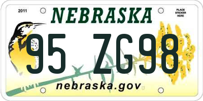 NE license plate 95ZG98