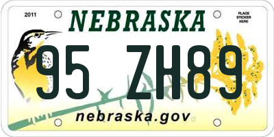 NE license plate 95ZH89