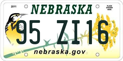 NE license plate 95ZI16