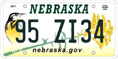 NE license plate 95ZI34