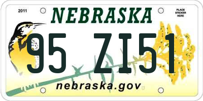 NE license plate 95ZI51