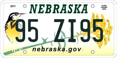 NE license plate 95ZI95