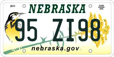 NE license plate 95ZI98