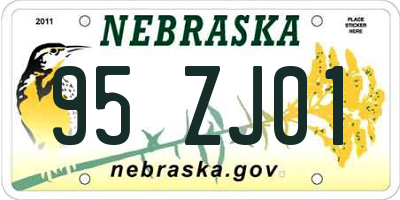 NE license plate 95ZJ01
