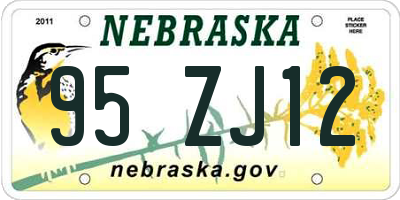 NE license plate 95ZJ12