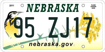 NE license plate 95ZJ17