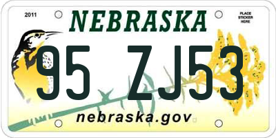 NE license plate 95ZJ53