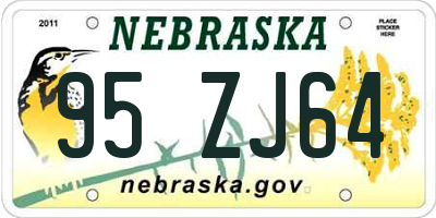NE license plate 95ZJ64