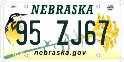 NE license plate 95ZJ67