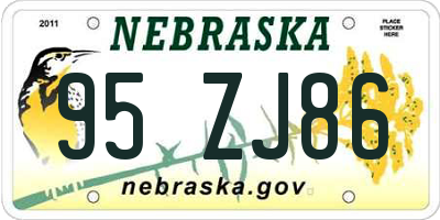 NE license plate 95ZJ86