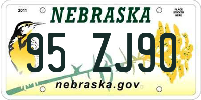 NE license plate 95ZJ90