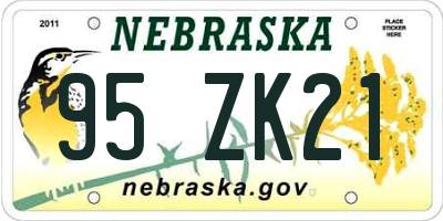 NE license plate 95ZK21