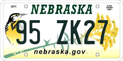 NE license plate 95ZK27