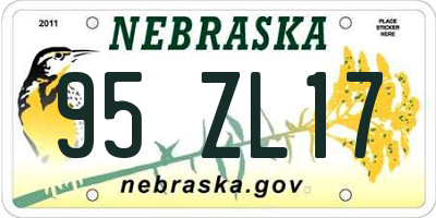 NE license plate 95ZL17
