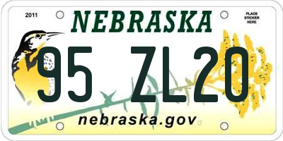 NE license plate 95ZL20