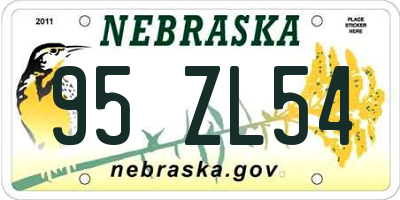 NE license plate 95ZL54