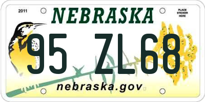 NE license plate 95ZL68