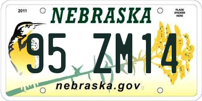 NE license plate 95ZM14