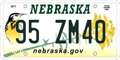 NE license plate 95ZM40