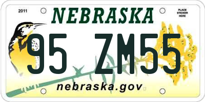 NE license plate 95ZM55