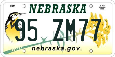 NE license plate 95ZM77