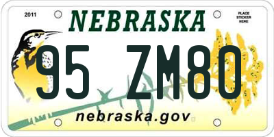 NE license plate 95ZM80