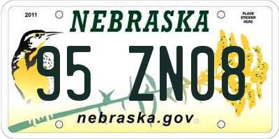 NE license plate 95ZN08