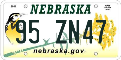 NE license plate 95ZN47
