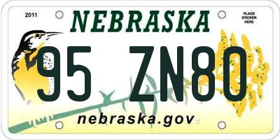 NE license plate 95ZN80