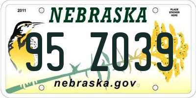 NE license plate 95ZO39