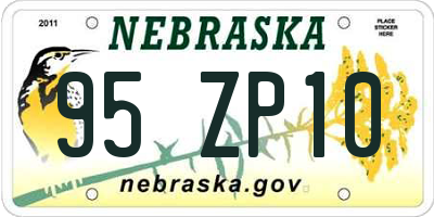 NE license plate 95ZP10