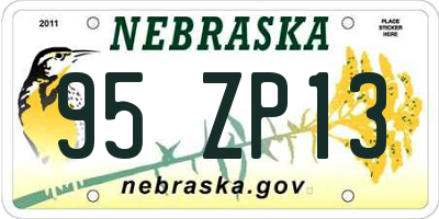 NE license plate 95ZP13
