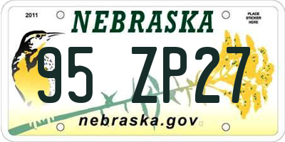 NE license plate 95ZP27