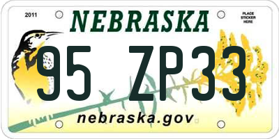 NE license plate 95ZP33