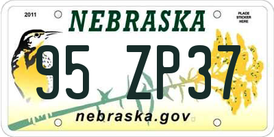 NE license plate 95ZP37
