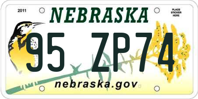 NE license plate 95ZP74