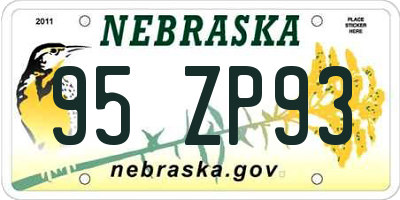 NE license plate 95ZP93