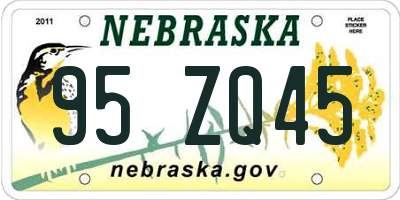 NE license plate 95ZQ45